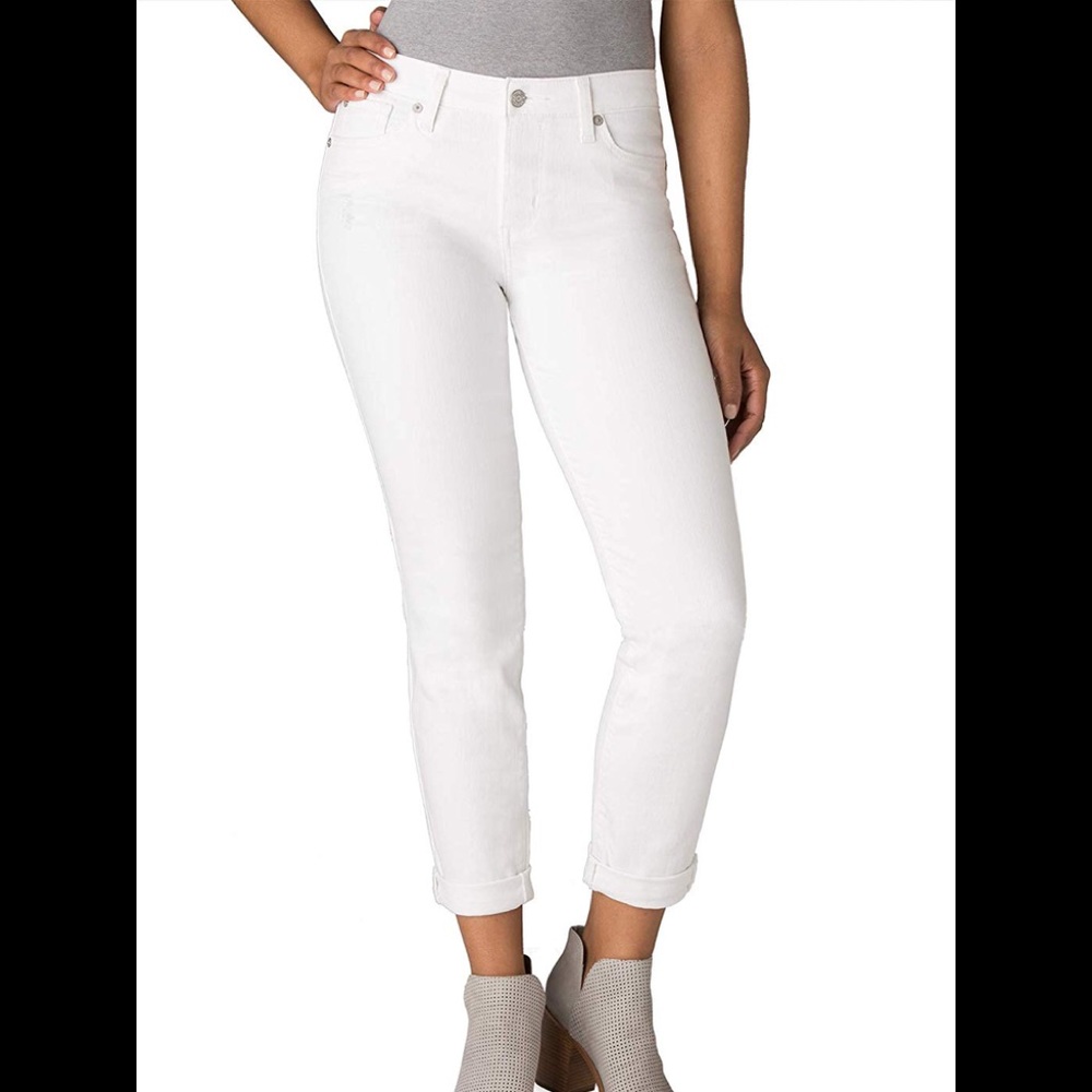 Levi Strauss& Co Mid Rise Slim Cuffed White Jeans